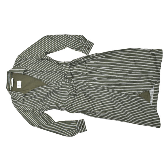 LOFT Women Green Striped Surplice Midi Dress Size 10 Tie Waist Belted NEW - Picture 1 of 8